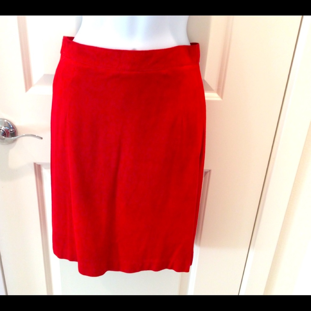 Red Genuine Suede Skirt size 4